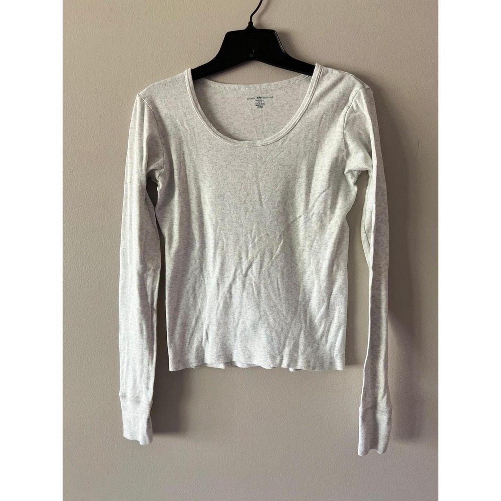 Brandy Melville Long Sleeve Scoop Neck Top Gray One Size